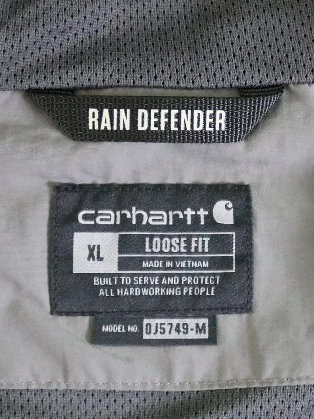 Carhartt Rain Defender Jacket Men's XL Gray Anorak Parka Coat Hooded Packable
